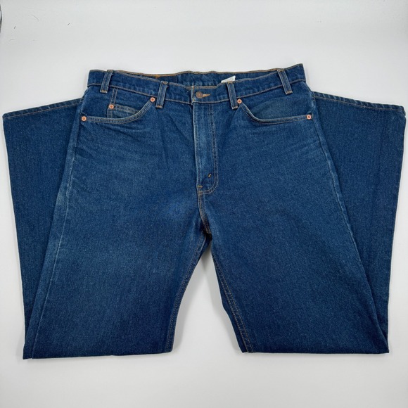 Vintage Levis 517 Orange Tab Jeans Mens 38x32 Made in USA Dark Wash Bootcut 90's
